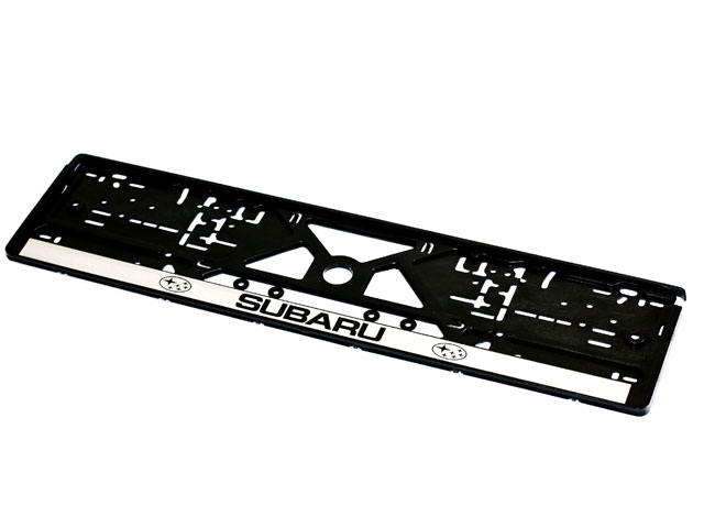 Рамка номерного знака с защелкой черная/серебро SUBARU рельеф