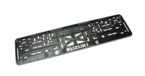 Рамка номерного знака с защелкой черная/серебро SUZUKI рельеф