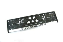Рамка номерного знака с защелкой черная/серебро VOLKSWAGEN рельеф