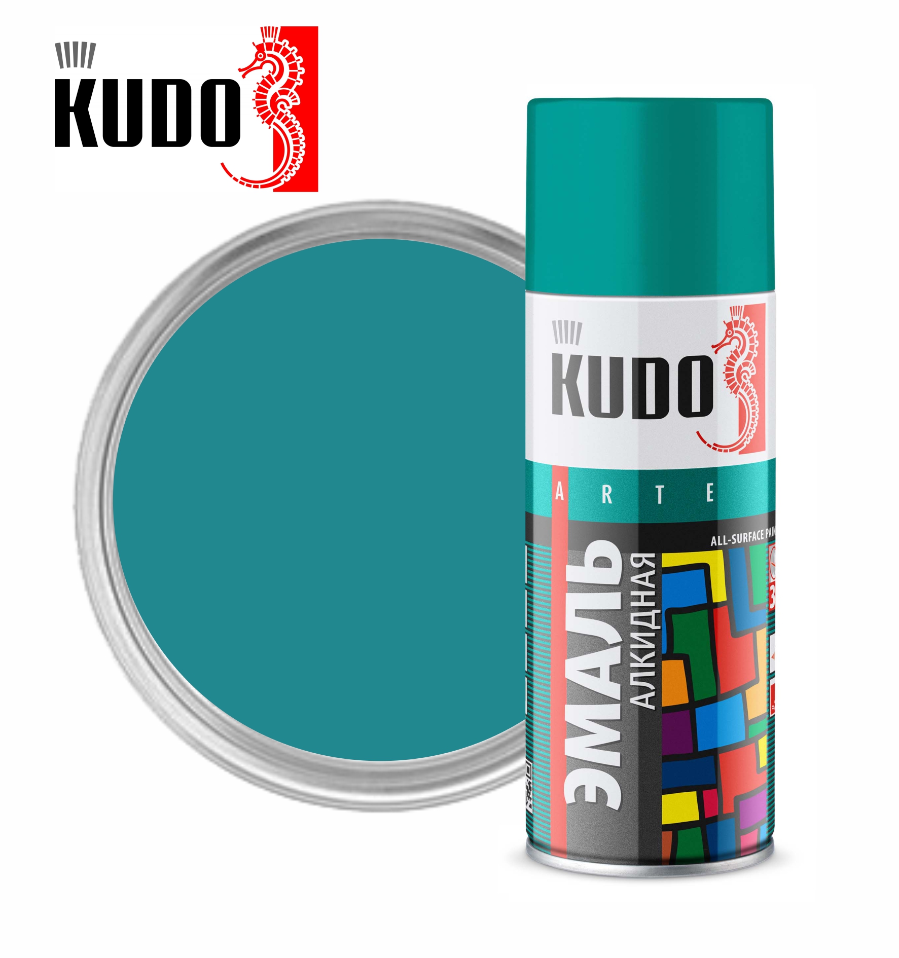 KUDO-1020 Эмаль бирюзовая 520мл алкидная