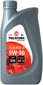 TAKAYAMA 5W30 SN ILSAC GF-5 API SN 1л синтетическое масло моторное пластик 605551