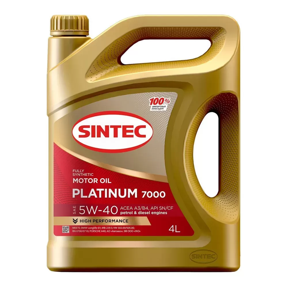SINTEC PLATINUM 7000 5W40 A3/B4 АКЦИЯ!4л+1л ACEA синтетическое масло